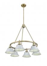  3306-6 AB-DB - Orwell AB 6 Light Chandelier in Aged Brass with Dusky Blue shades